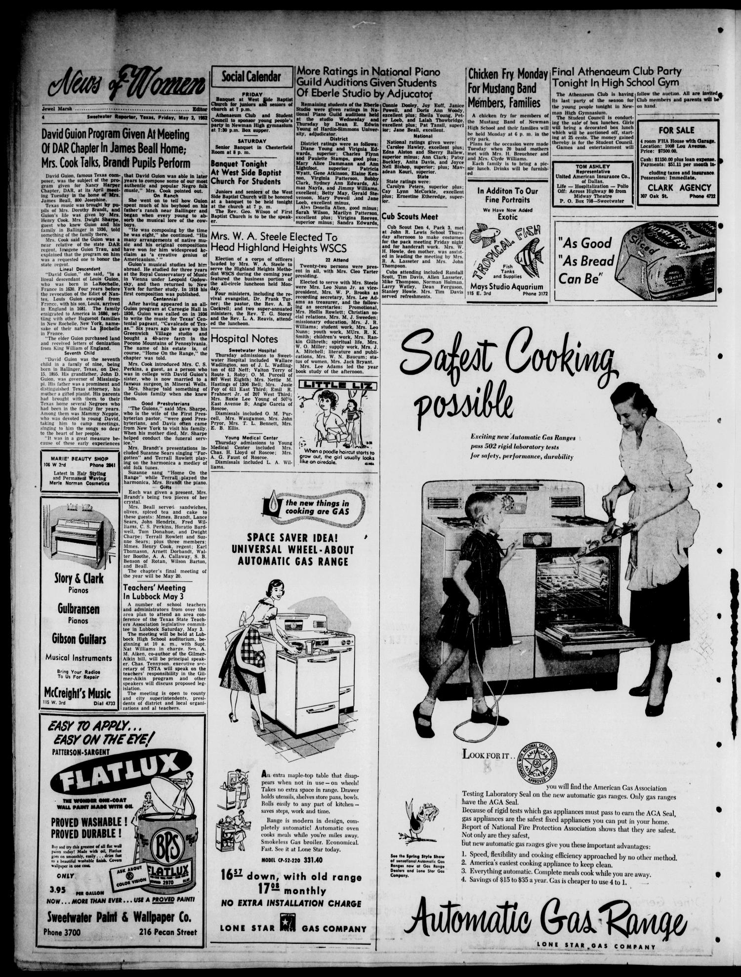 Sweetwater Reporter (Sweetwater, Tex.), Vol. 55, No. 104, Ed. 1 Friday, May 2, 1952
                                                
                                                    [Sequence #]: 4 of 8
                                                