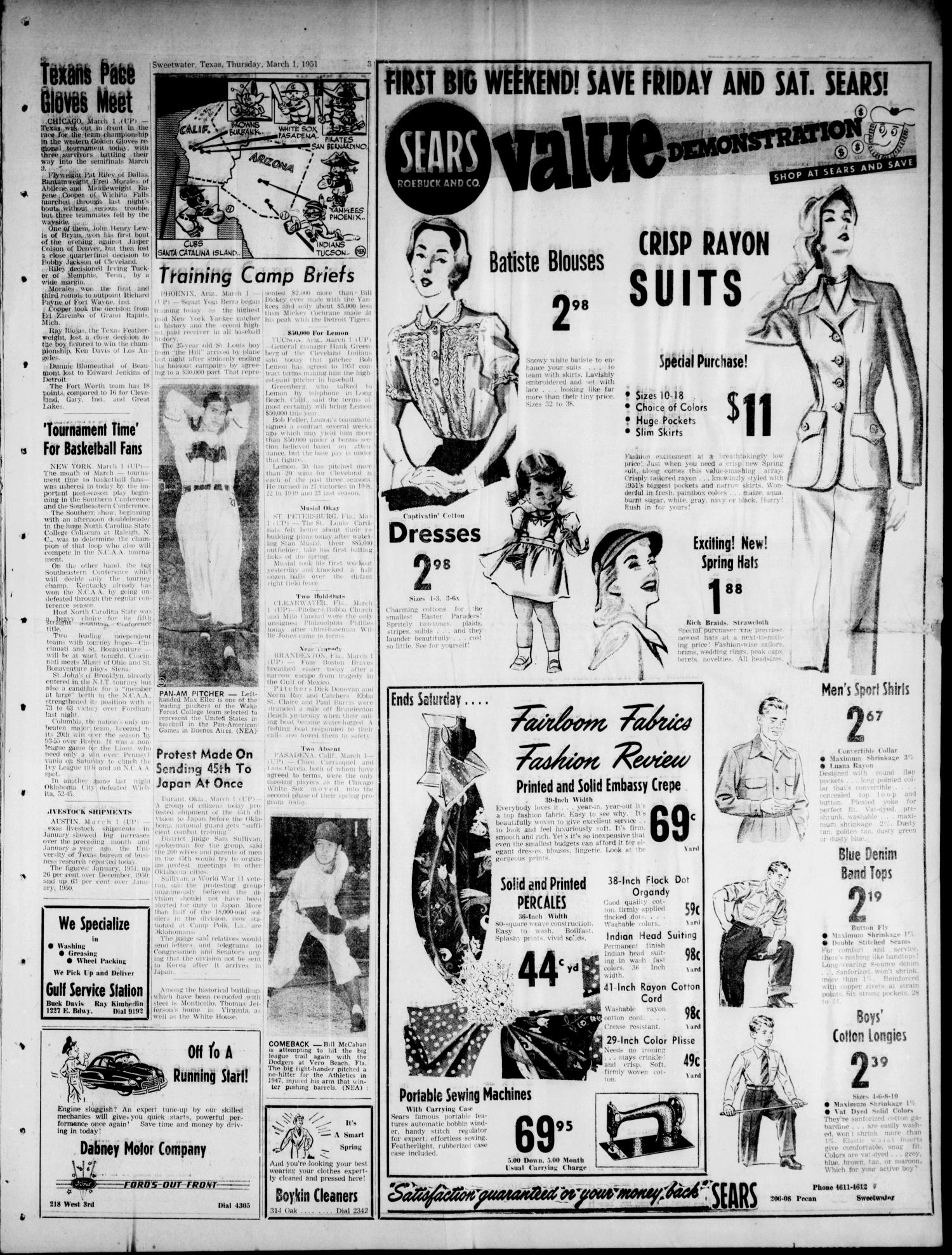 Sweetwater Reporter (Sweetwater, Tex.), Vol. 54, No. 51, Ed. 1 Thursday, March 1, 1951
                                                
                                                    [Sequence #]: 3 of 16
                                                