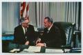 Thumbnail image of item number 1 in: '[Postcard Showing Ray Roberts and Lyndon Johnson]'.