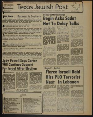 Primary view of object titled 'Texas Jewish Post (Fort Worth, Tex.), Vol. 34, No. 34, Ed. 1 Thursday, August 21, 1980'.