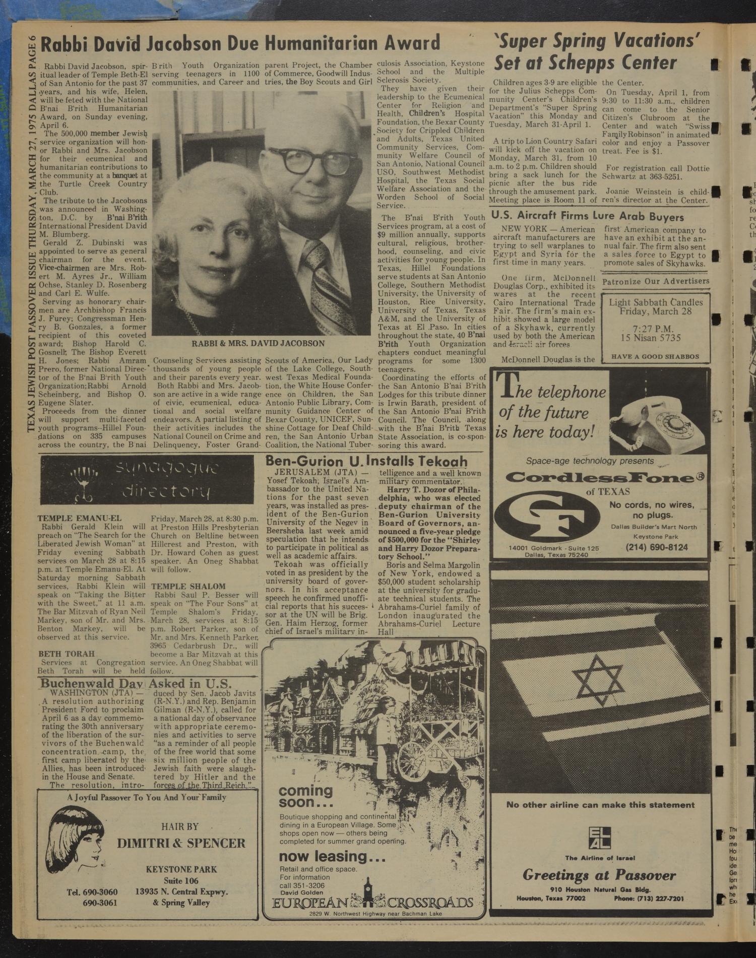 Texas Jewish Post (Fort Worth, Tex.), Vol. 29, No. 13, Ed. 1 Thursday, March 27, 1975
                                                
                                                    [Sequence #]: 6 of 28
                                                