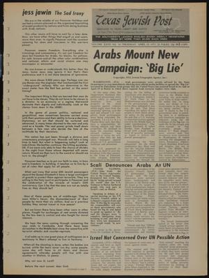 Primary view of object titled 'Texas Jewish Post (Fort Worth, Tex.), Vol. 27, No. 16, Ed. 1 Thursday, April 19, 1973'.