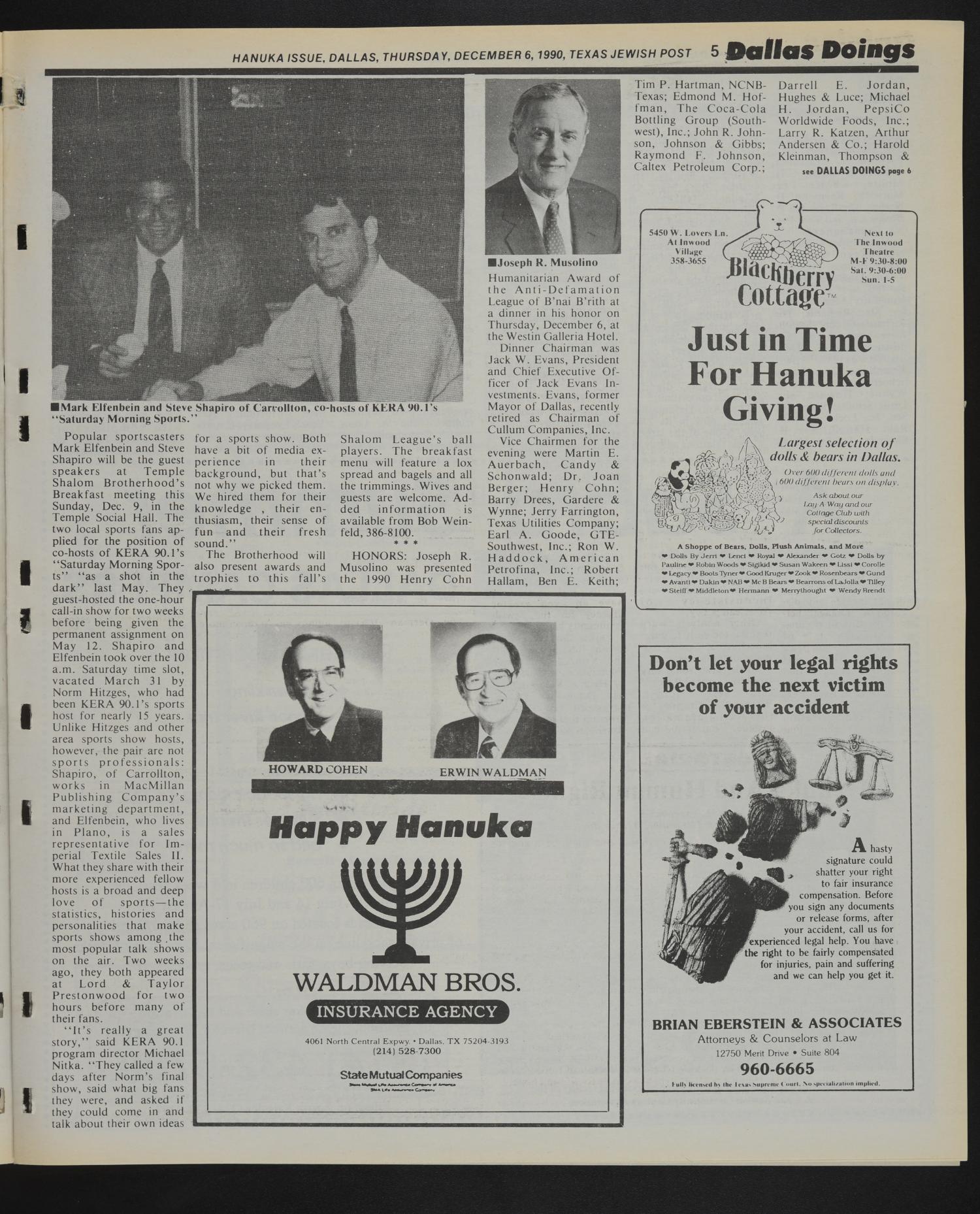 Texas Jewish Post (Fort Worth, Tex.), Vol. 44, No. 49, Ed. 1 Thursday, December 6, 1990
                                                
                                                    [Sequence #]: 5 of 32
                                                