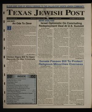 Primary view of object titled 'Texas Jewish Post (Fort Worth, Tex.), Vol. 52, No. 42, Ed. 1 Thursday, October 15, 1998'.