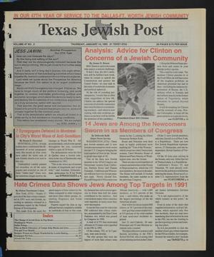 Primary view of object titled 'Texas Jewish Post (Fort Worth, Tex.), Vol. 47, No. 2, Ed. 1 Thursday, January 14, 1993'.