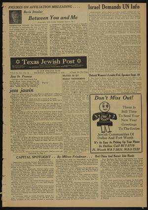 Primary view of object titled 'Texas Jewish Post (Fort Worth, Tex.), Vol. 12, No. 36, Ed. 1 Thursday, September 4, 1958'.