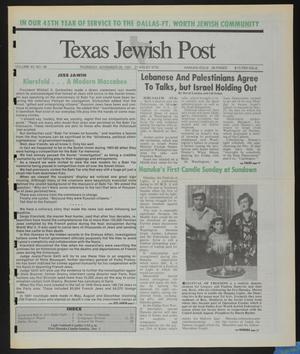 Primary view of object titled 'Texas Jewish Post (Fort Worth, Tex.), Vol. 45, No. 48, Ed. 1 Thursday, November 28, 1991'.