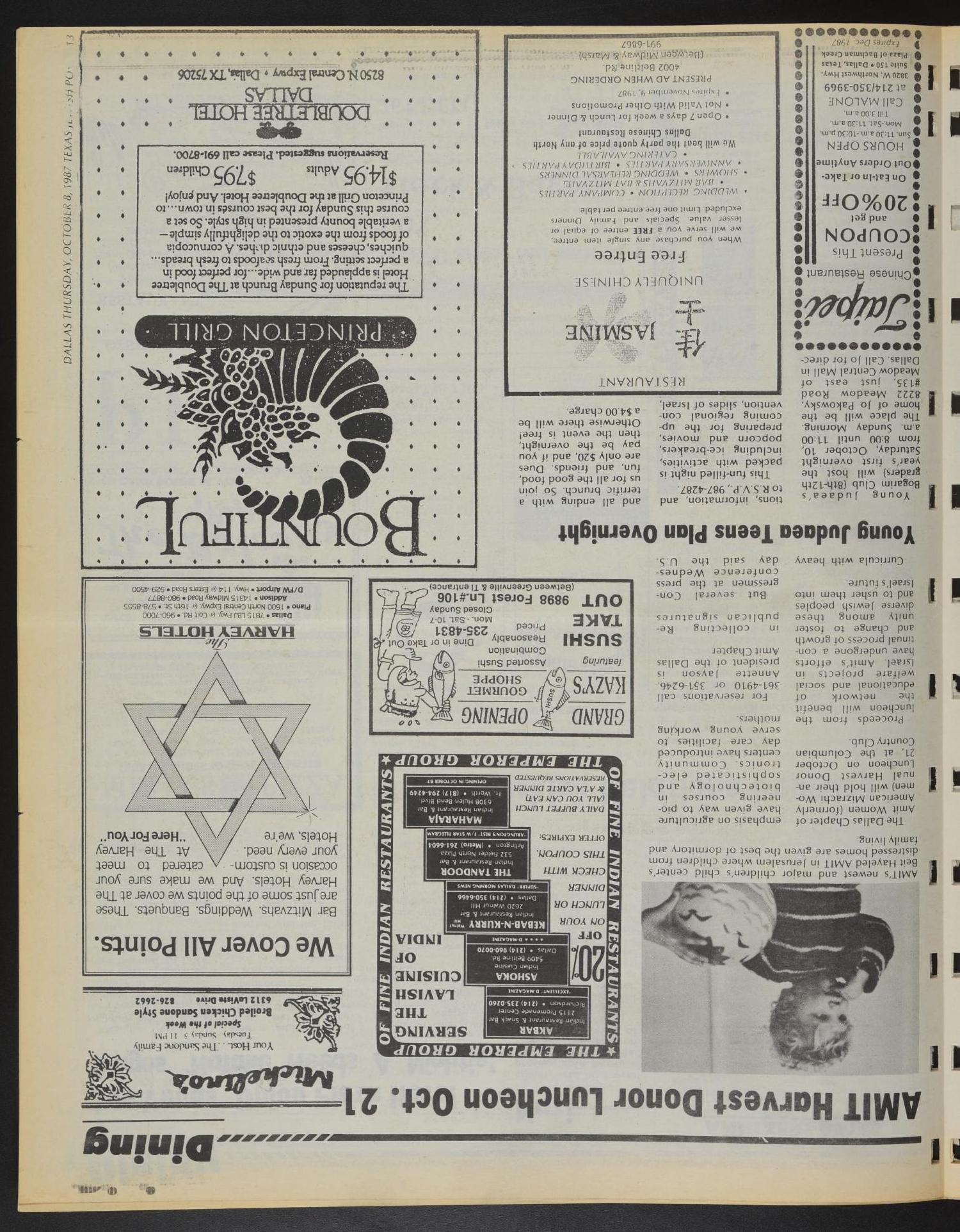 Texas Jewish Post (Fort Worth, Tex.), Vol. 41, No. 41, Ed. 1 Thursday, October 8, 1987
                                                
                                                    [Sequence #]: 13 of 20
                                                