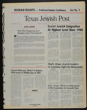 Primary view of object titled 'Texas Jewish Post (Fort Worth, Tex.), Vol. 42, No. 41, Ed. 1 Thursday, October 13, 1988'.