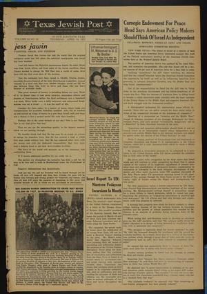 Primary view of object titled 'Texas Jewish Post (Fort Worth, Tex.), Vol. 11, No. 16, Ed. 1 Thursday, April 18, 1957'.