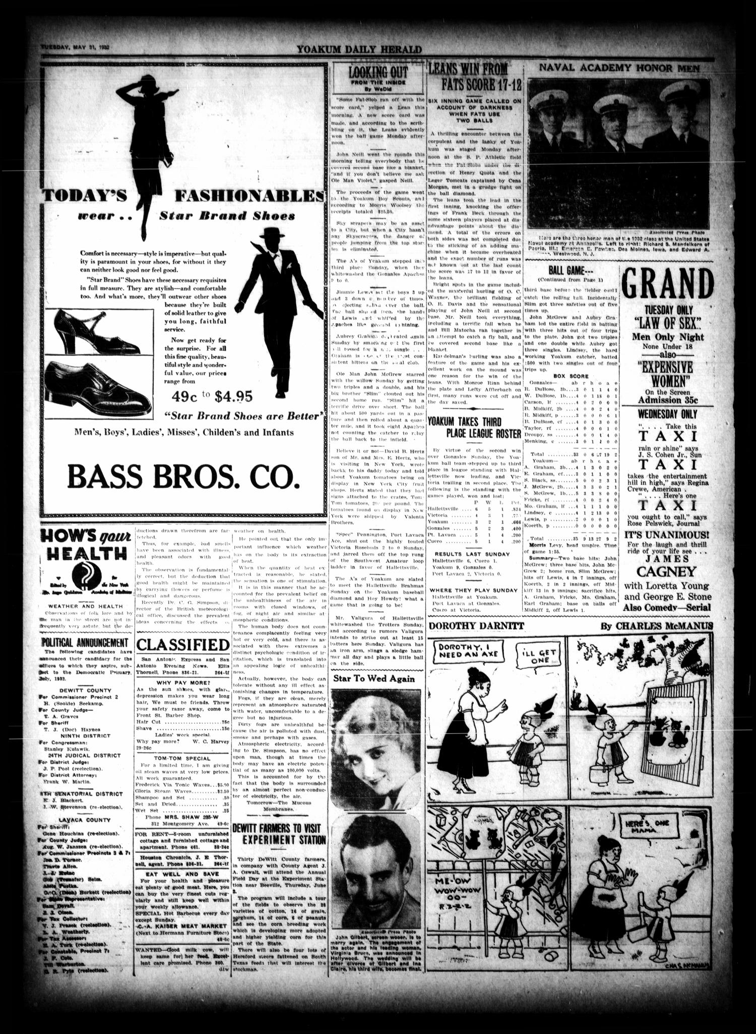 Yoakum Daily Herald (Yoakum, Tex.), Vol. 36, No. 50, Ed. 1 Tuesday, May 31, 1932
                                                
                                                    [Sequence #]: 4 of 4
                                                