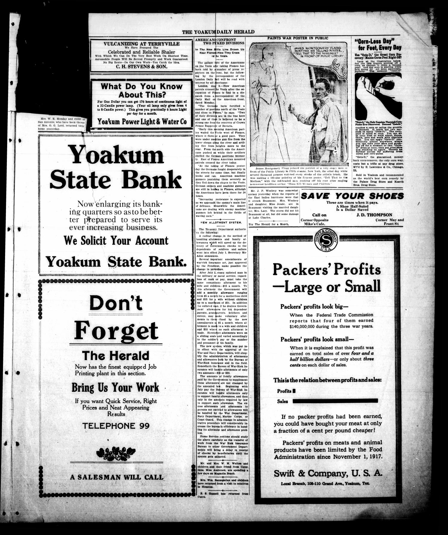 Yoakum Daily Herald (Yoakum, Tex.), Vol. 22, No. 177, Ed. 1 Thursday, August 8, 1918
                                                
                                                    [Sequence #]: 3 of 4
                                                