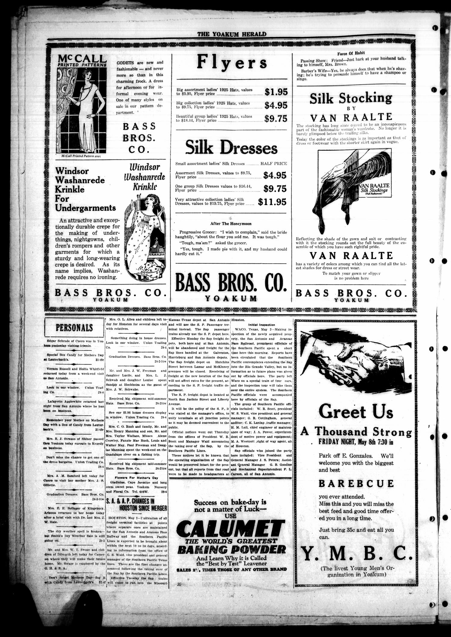 Yoakum Daily Herald (Yoakum, Tex.), Vol. 29, No. 29, Ed. 1 Monday, May 4, 1925
                                                
                                                    [Sequence #]: 4 of 4
                                                
