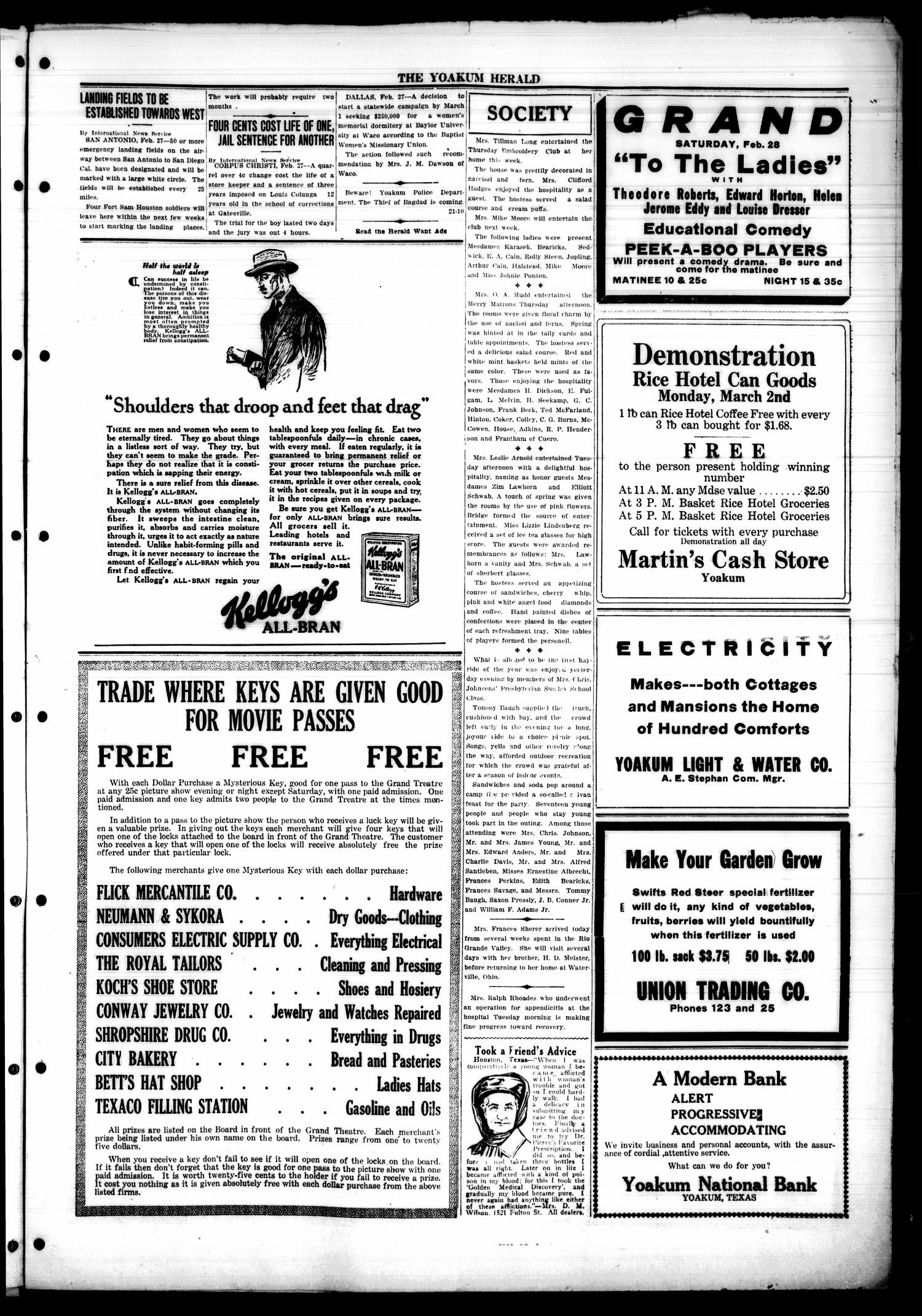 Yoakum Daily Herald (Yoakum, Tex.), Vol. 28, No. 323, Ed. 1 Friday, February 27, 1925
                                                
                                                    [Sequence #]: 3 of 8
                                                