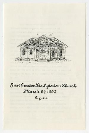 Primary view of [Historical Marker Dedication Program for the East Sweden Presbyterian Church, Texas]