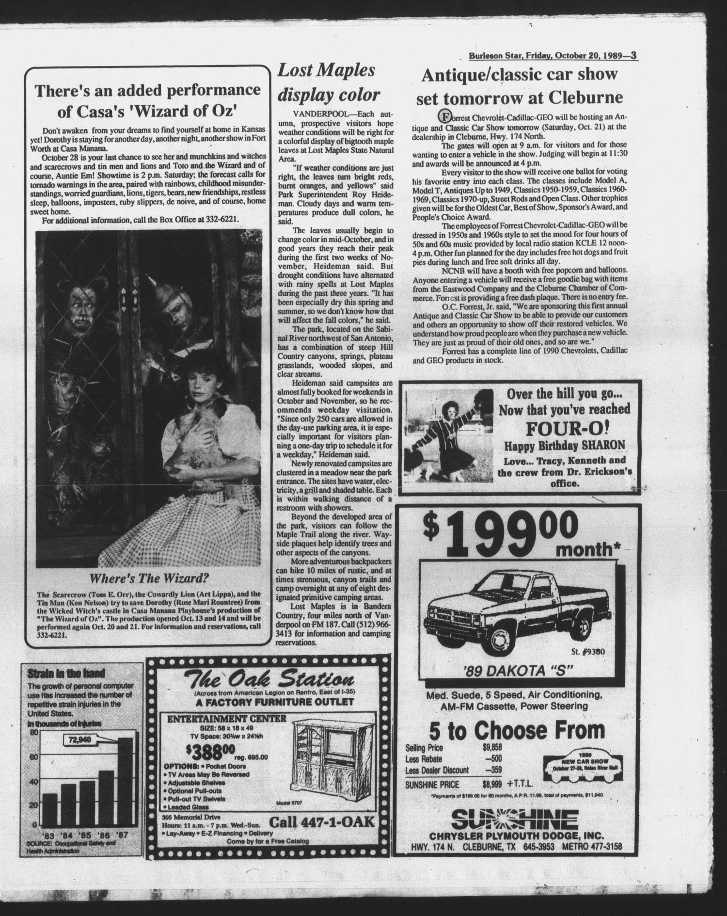 Burleson Star (Burleson, Tex.), Vol. 25, No. 5, Ed. 1 Friday, October 20, 1989
                                                
                                                    [Sequence #]: 3 of 20
                                                