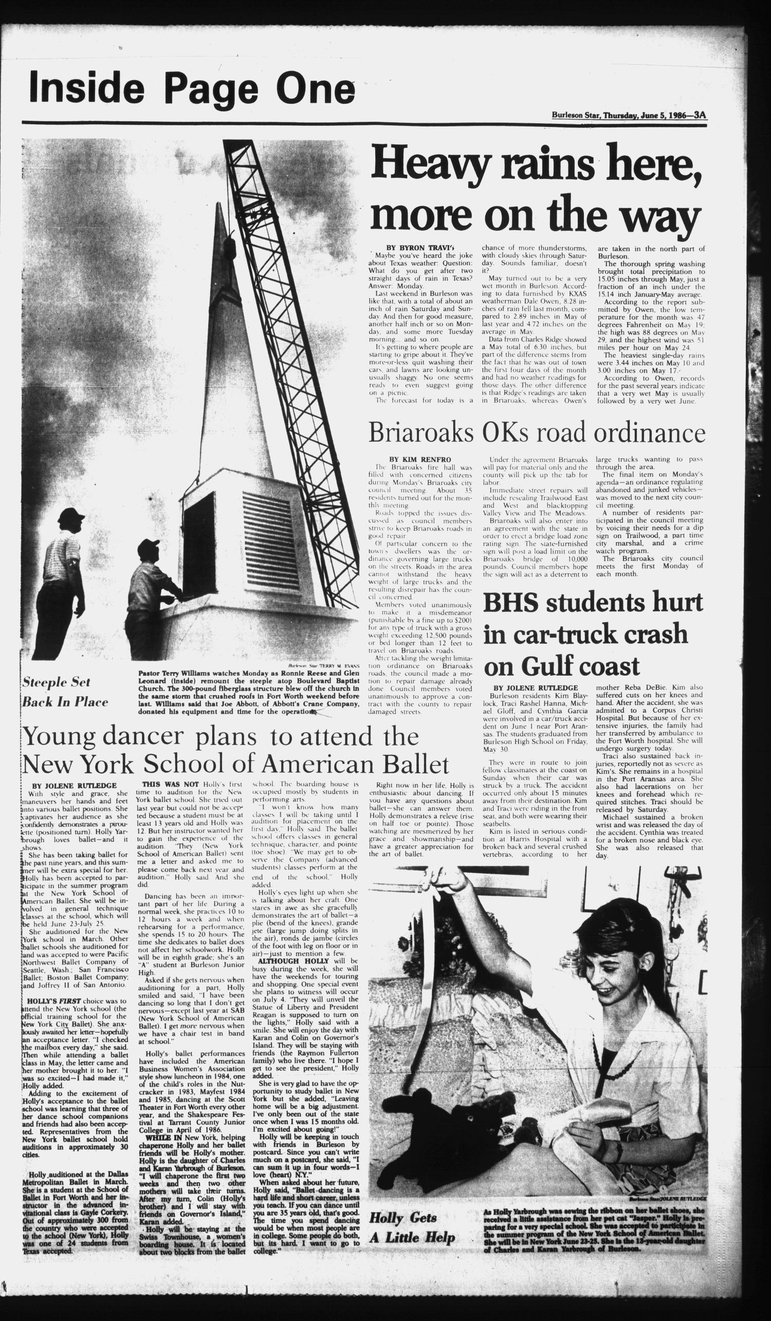 Burleson Star (Burleson, Tex.), Vol. 21, No. 68, Ed. 1 Thursday, June 5, 1986
                                                
                                                    [Sequence #]: 3 of 52
                                                