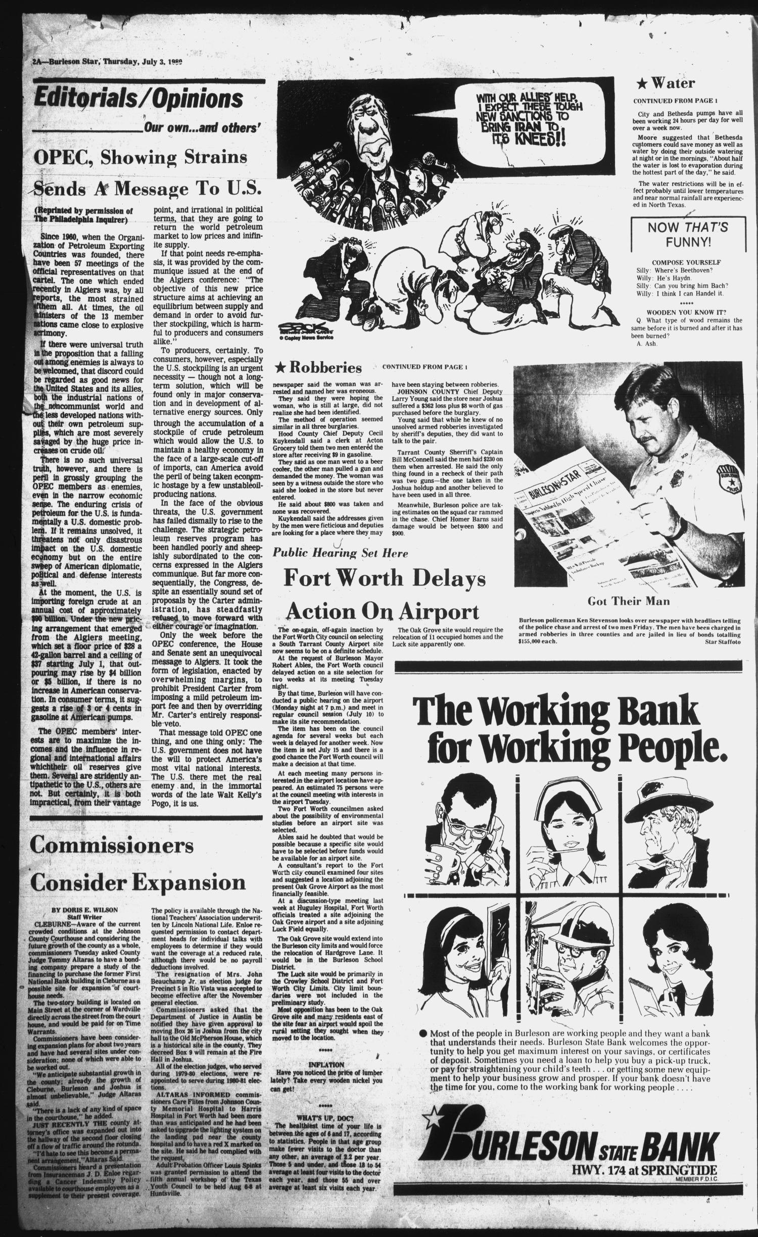 Burleson Star (Burleson, Tex.), Vol. 15, No. 74, Ed. 1 Thursday, July 3, 1980
                                                
                                                    [Sequence #]: 2 of 32
                                                