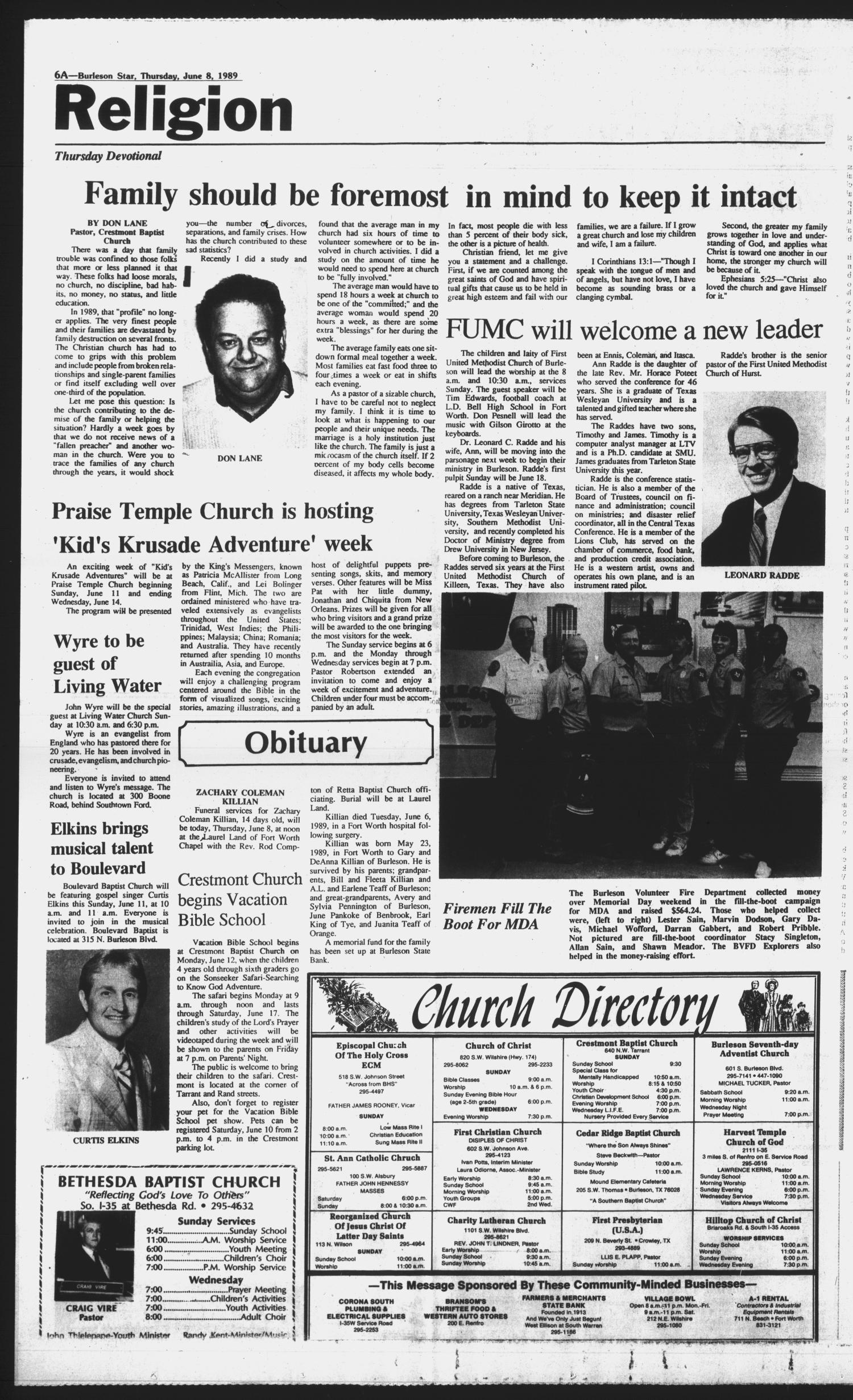 Burleson Star (Burleson, Tex.), Vol. 24, No. 70, Ed. 1 Thursday, June 8, 1989
                                                
                                                    [Sequence #]: 6 of 28
                                                