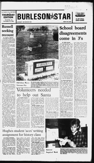 Primary view of object titled 'Burleson Star (Burleson, Tex.), Vol. 22, No. 10, Ed. 1 Thursday, November 13, 1986'.