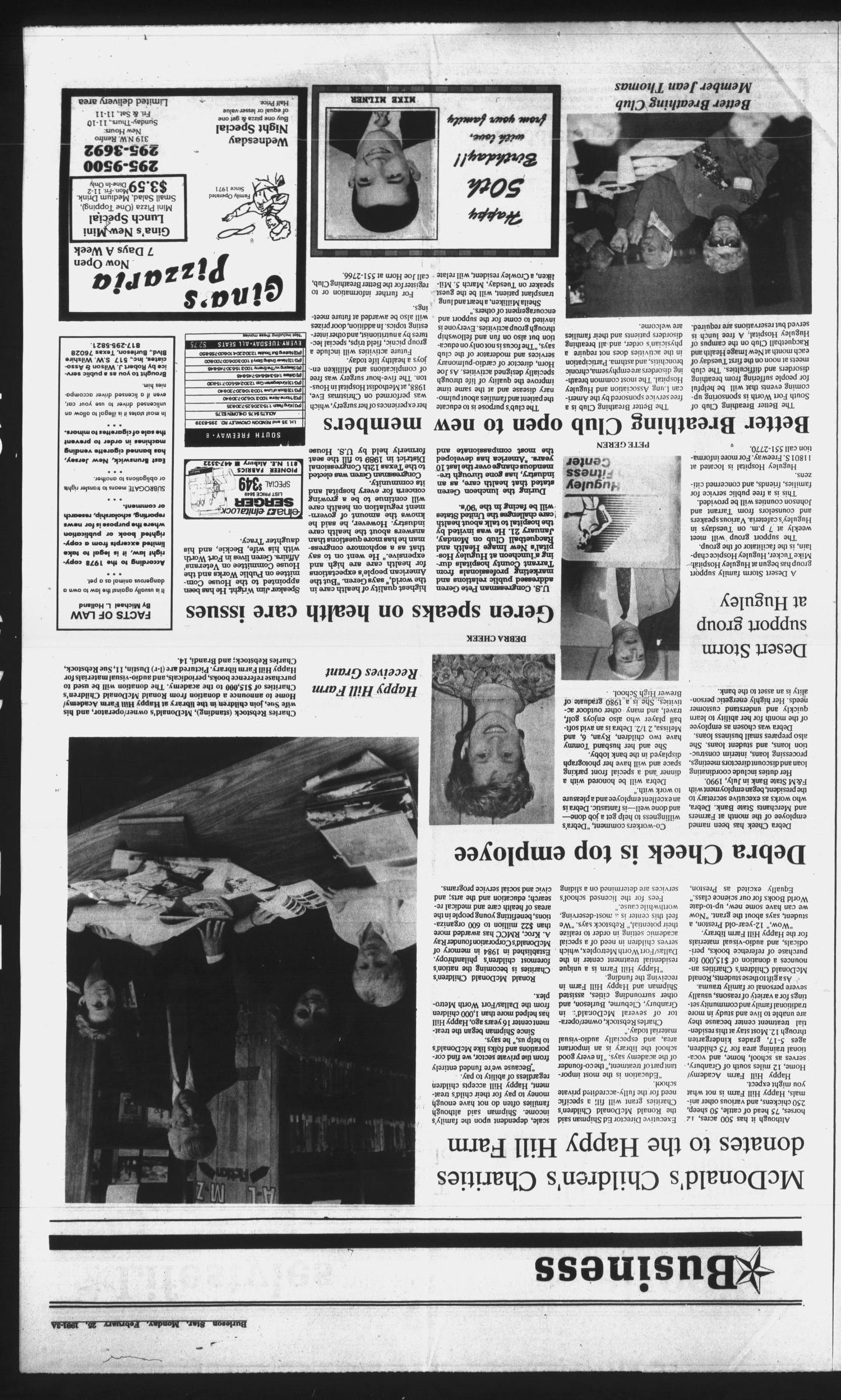 Burleson Star (Burleson, Tex.), Vol. 26, No. 57, Ed. 1 Monday, February 25, 1991
                                                
                                                    [Sequence #]: 3 of 12
                                                