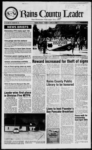Primary view of object titled 'Rains County Leader (Emory, Tex.), Vol. 111, No. 43, Ed. 1 Tuesday, April 13, 1999'.