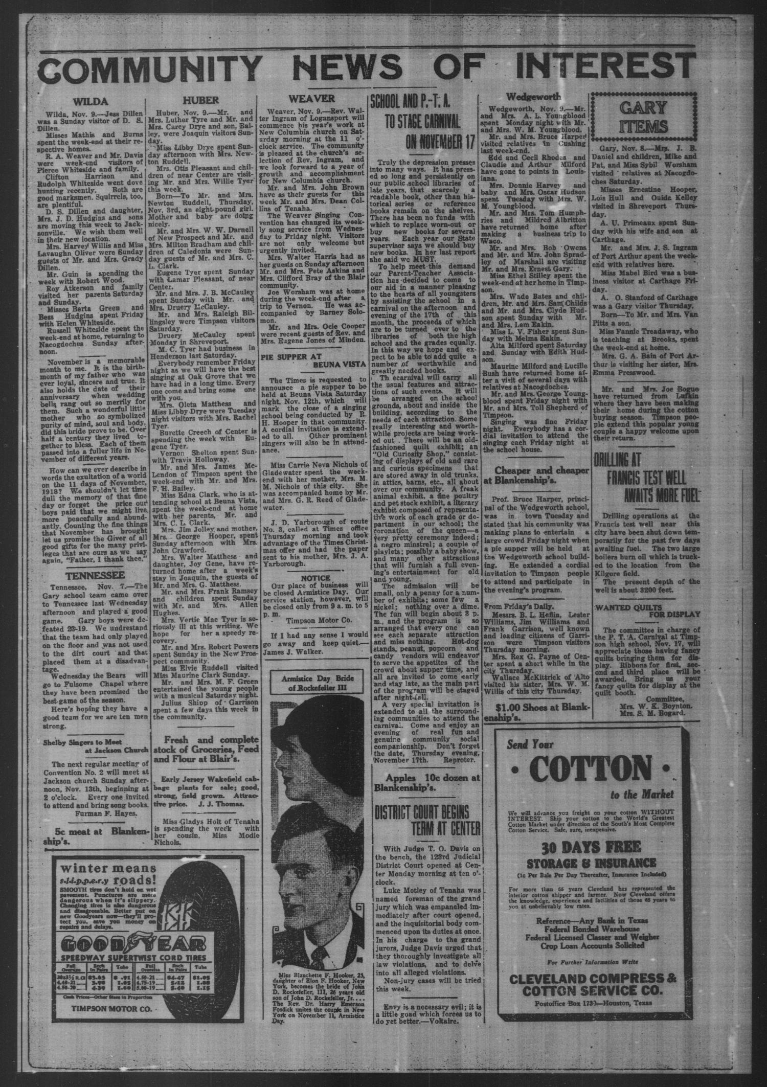 Timpson Weekly Times (Timpson, Tex.), Vol. 47, No. 45, Ed. 1 Friday, November 11, 1932
                                                
                                                    [Sequence #]: 4 of 8
                                                