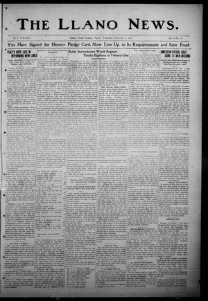 Primary view of object titled 'The Llano News. (Llano, Tex.), Vol. 34, No. 20, Ed. 1 Thursday, November 8, 1917'.