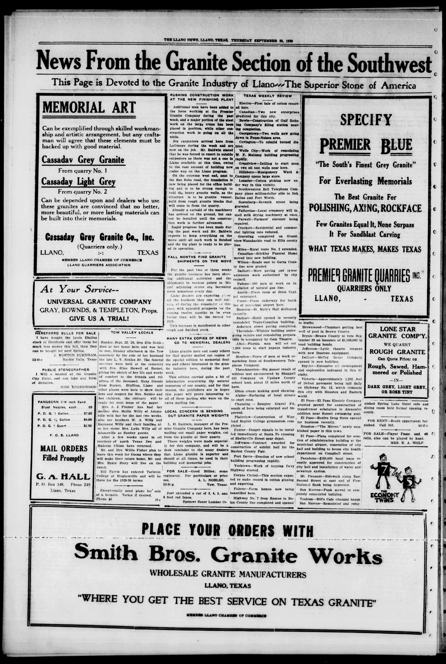 The Llano News. (Llano, Tex.), Vol. 42, No. 2, Ed. 1 Thursday, September 26, 1929
                                                
                                                    [Sequence #]: 2 of 8
                                                