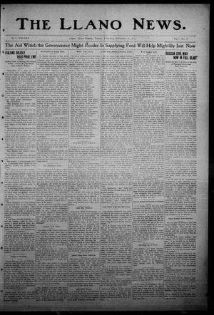Primary view of object titled 'The Llano News. (Llano, Tex.), Vol. 34, No. 21, Ed. 1 Thursday, November 15, 1917'.