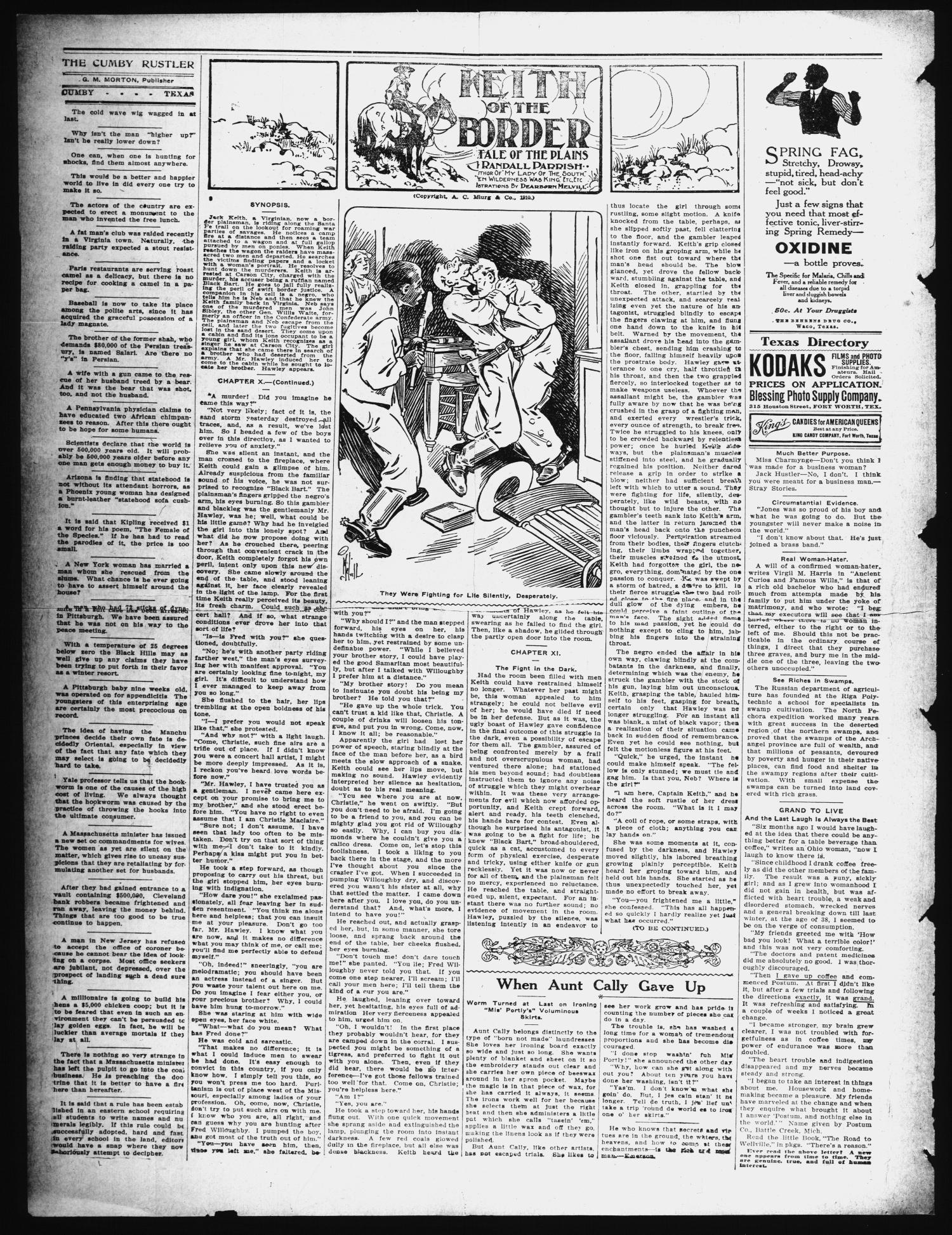 The Cumby Rustler. (Cumby, Tex.), Vol. 20, No. 44, Ed. 1 Friday, February 2, 1912
                                                
                                                    [Sequence #]: 2 of 8
                                                