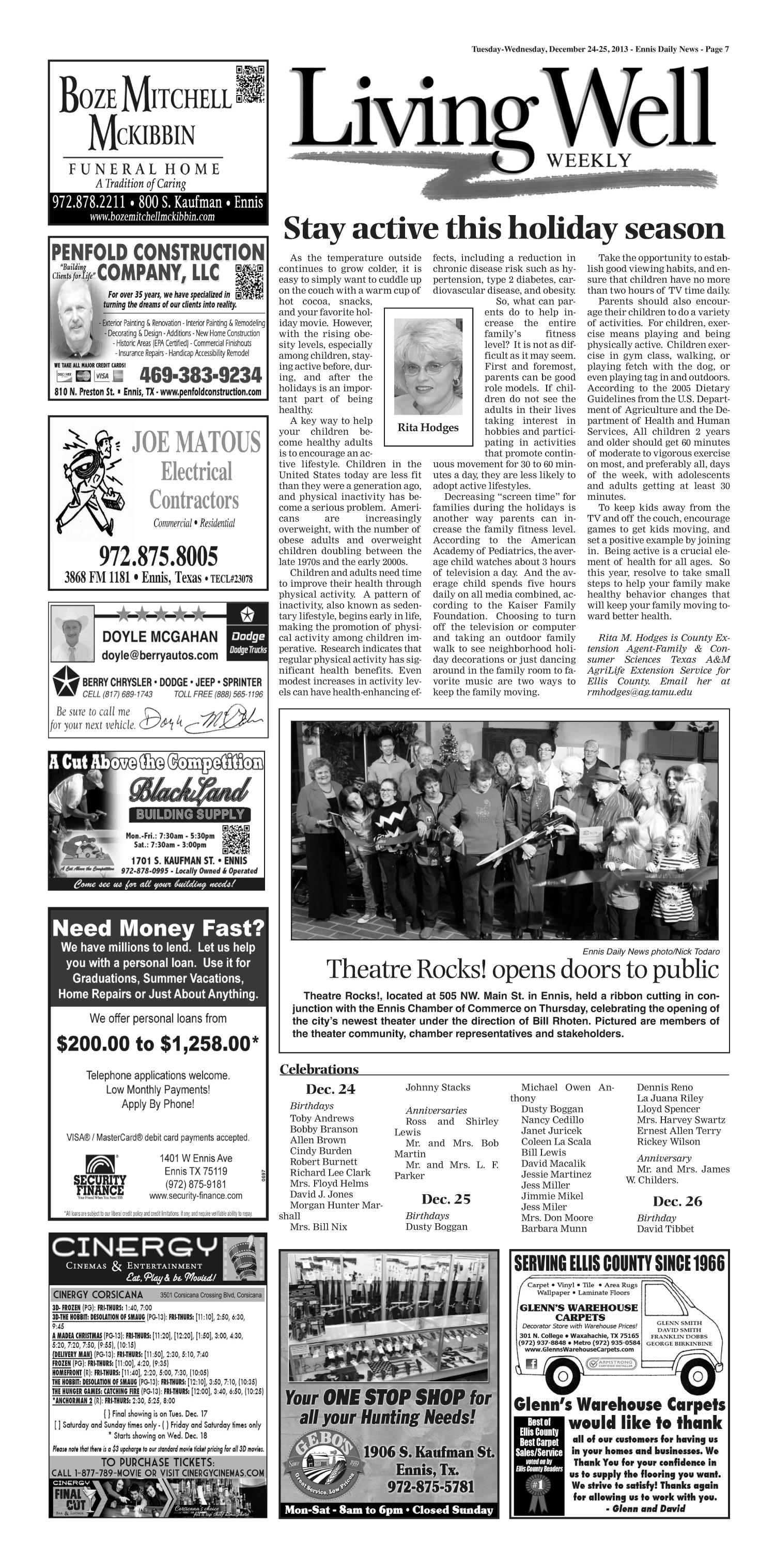 The Ennis Daily News (Ennis, Tex.), Ed. 1 Wednesday, December 25, 2013
                                                
                                                    [Sequence #]: 7 of 12
                                                