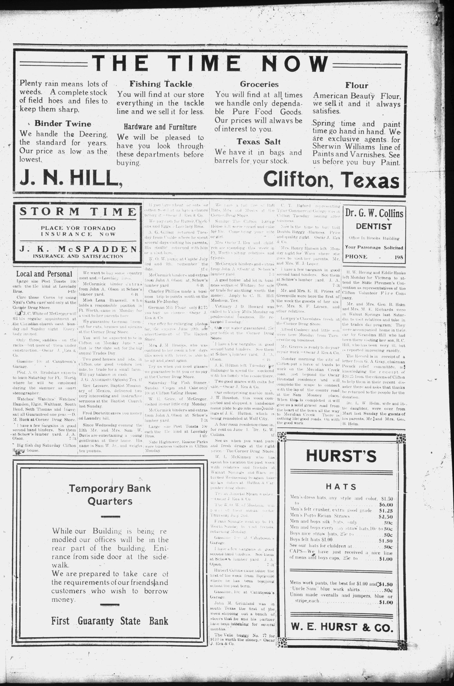 The Clifton Record (Clifton, Tex.), Vol. 20, No. 8, Ed. 1 Friday, May 15, 1914
                                                
                                                    [Sequence #]: 5 of 8
                                                