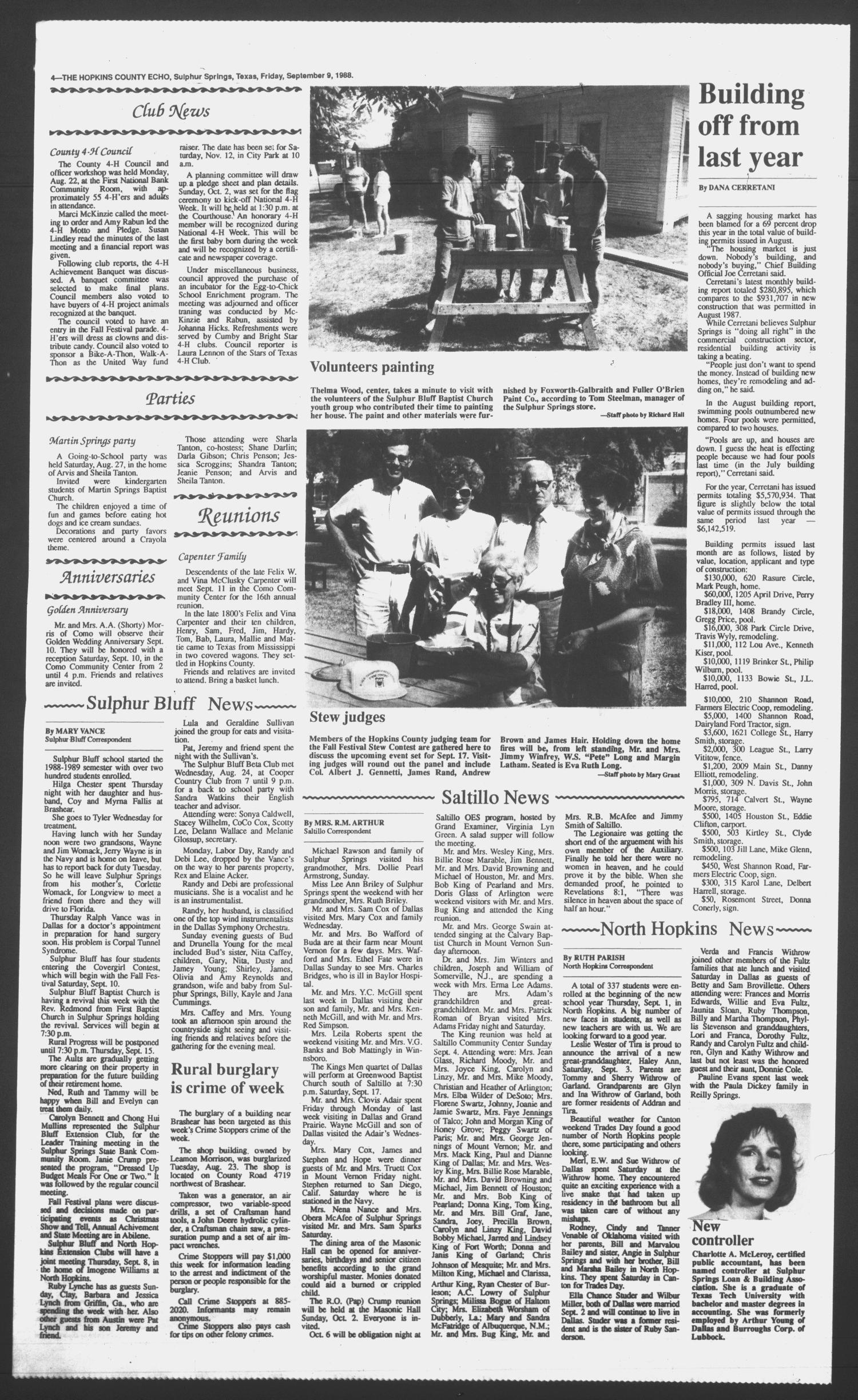 The Hopkins County Echo (Sulphur Springs, Tex.), Vol. 113, No. 36, Ed. 1 Friday, September 9, 1988
                                                
                                                    [Sequence #]: 4 of 4
                                                