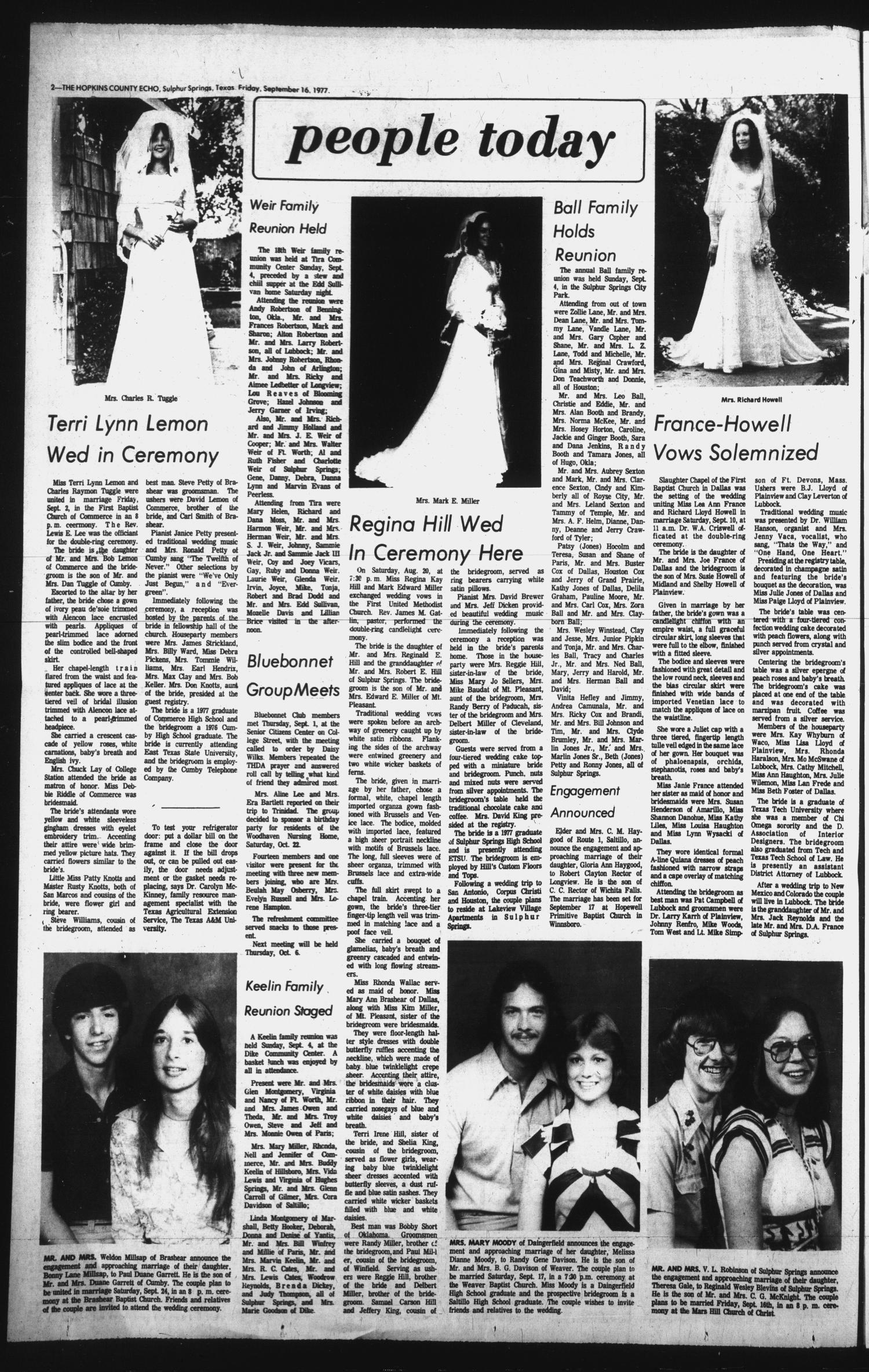 The Hopkins County Echo (Sulphur Springs, Tex.), Vol. 102, No. 37, Ed. 1 Friday, September 16, 1977
                                                
                                                    [Sequence #]: 2 of 8
                                                