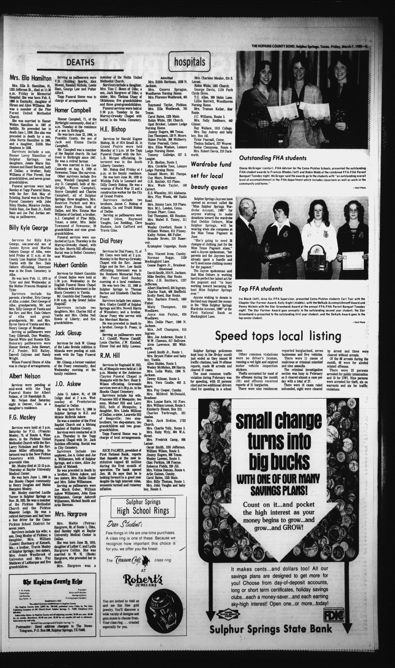 The Hopkins County Echo (Sulphur Springs, Tex.), Vol. 105, No. 10, Ed. 1 Friday, March 7, 1980
                                                
                                                    [Sequence #]: 3 of 6
                                                