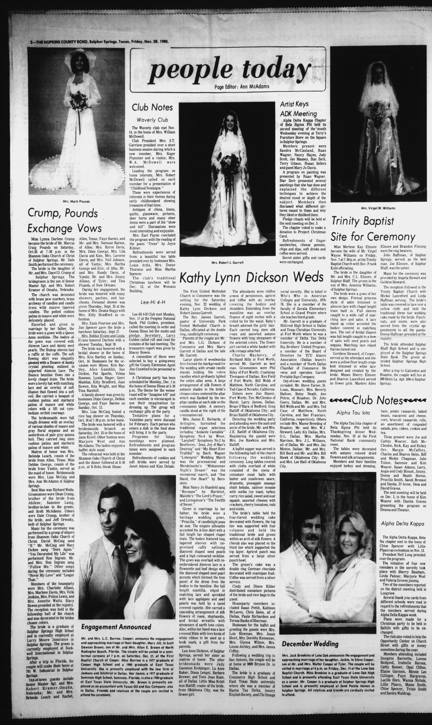 The Hopkins County Echo (Sulphur Springs, Tex.), Vol. 105, No. 48, Ed. 1 Friday, November 28, 1980
                                                
                                                    [Sequence #]: 2 of 4
                                                