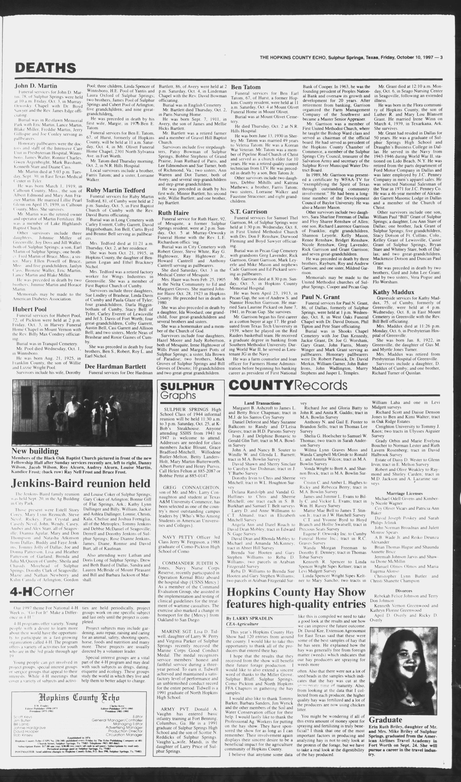 The Hopkins County Echo (Sulphur Springs, Tex.), Vol. 202, No. 41, Ed. 1 Friday, October 10, 1997
                                                
                                                    [Sequence #]: 3 of 4
                                                