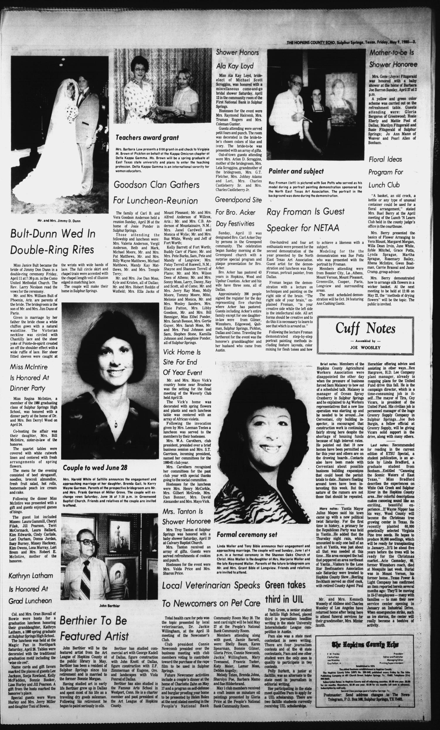 The Hopkins County Echo (Sulphur Springs, Tex.), Vol. 105, No. 19, Ed. 1 Friday, May 9, 1980
                                                
                                                    [Sequence #]: 3 of 6
                                                