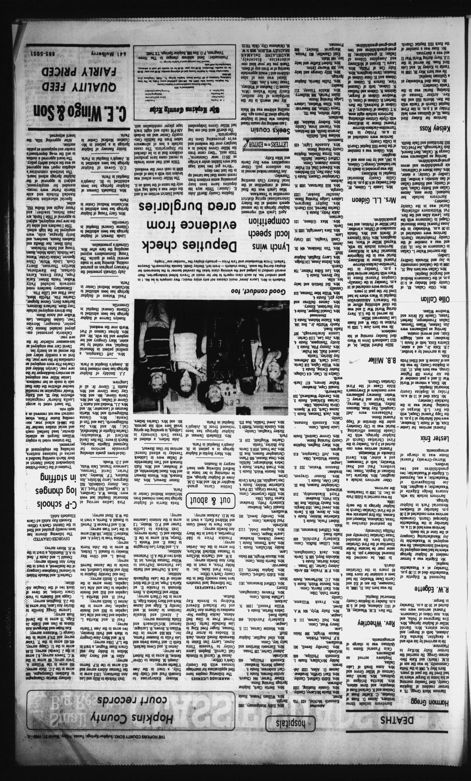 The Hopkins County Echo (Sulphur Springs, Tex.), Vol. 105, No. 12, Ed. 1 Friday, March 21, 1980
                                                
                                                    [Sequence #]: 3 of 6
                                                