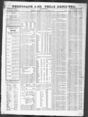 Primary view of object titled 'Telegraph and Texas Register (Houston, Tex.), Vol. 10, No. 2, Ed. 1, Wednesday, January 8, 1845'.