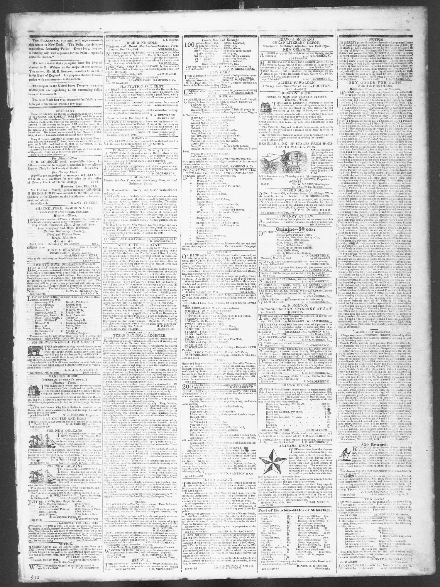 Telegraph and Texas Register (Houston, Tex.), Vol. 10, No. 2, Ed. 1, Wednesday, January 8, 1845
                                                
                                                    [Sequence #]: 3 of 4
                                                
