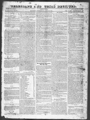 Primary view of object titled 'Telegraph and Texas Register (Houston, Tex.), Vol. 10, No. 17, Ed. 1, Wednesday, April 23, 1845'.