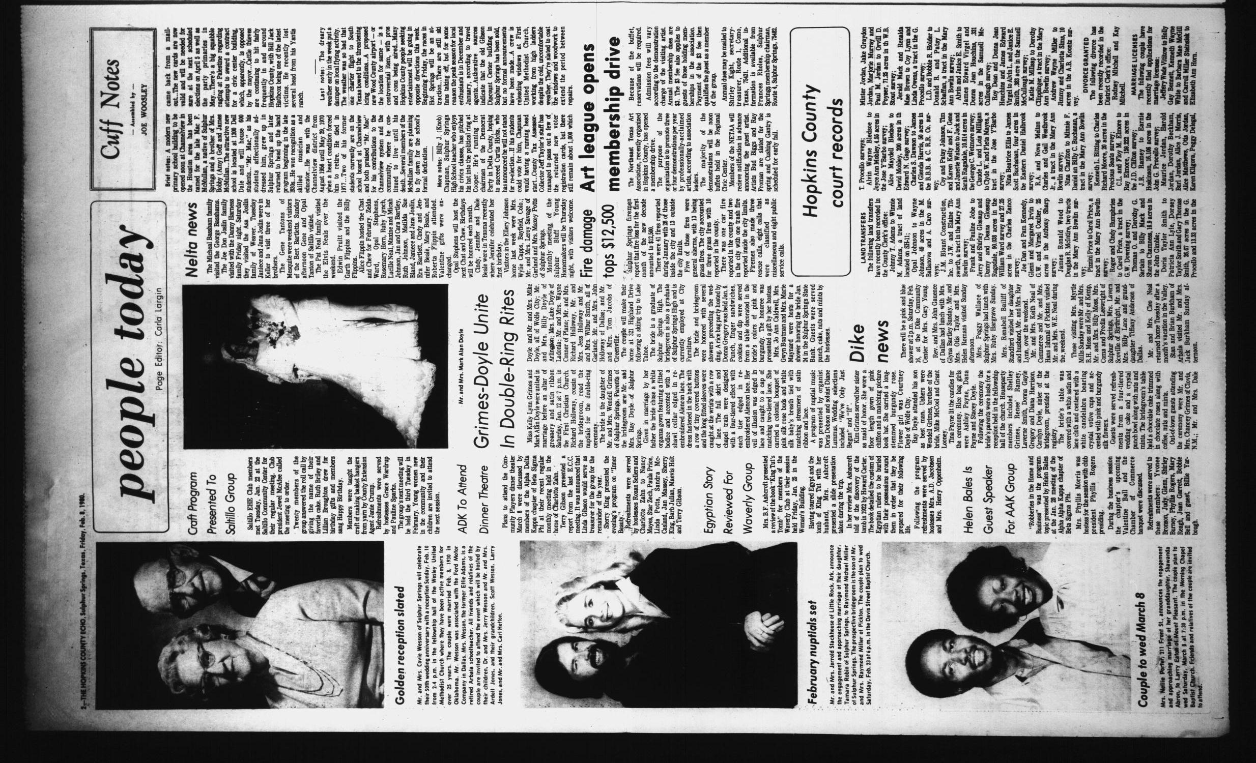 The Hopkins County Echo (Sulphur Springs, Tex.), Vol. 105, No. 6, Ed. 1 Friday, February 8, 1980
                                                
                                                    [Sequence #]: 2 of 8
                                                