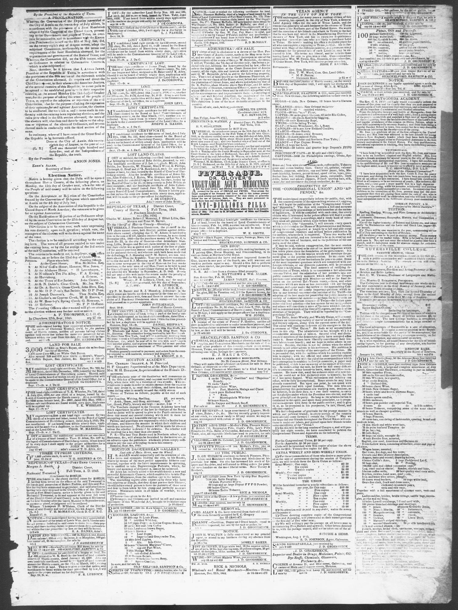 Telegraph and Texas Register (Houston, Tex.), Vol. 10, No. 40, Ed. 1, Wednesday, October 1, 1845
                                                
                                                    [Sequence #]: 3 of 4
                                                