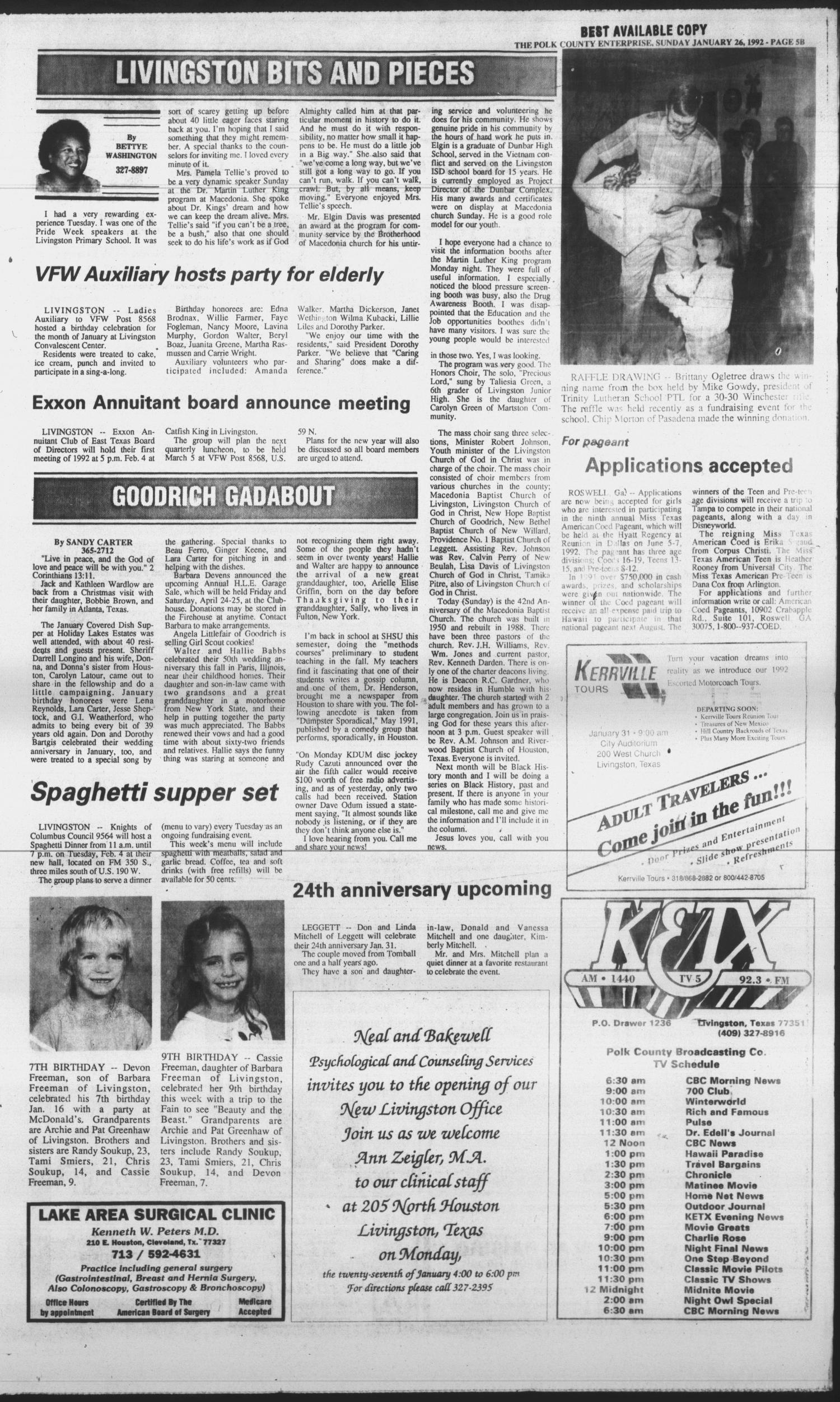 Polk County Enterprise (Livingston, Tex.), Vol. 110, No. 8, Ed. 1 Sunday, January 26, 1992
                                                
                                                    [Sequence #]: 15 of 60
                                                