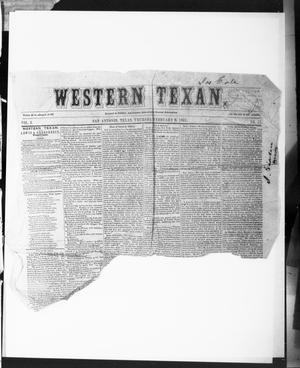Primary view of object titled 'Western Texan. (San Antonio, Tex.), Vol. 3, No. 17, Ed. 1, Thursday, February 6, 1851'.