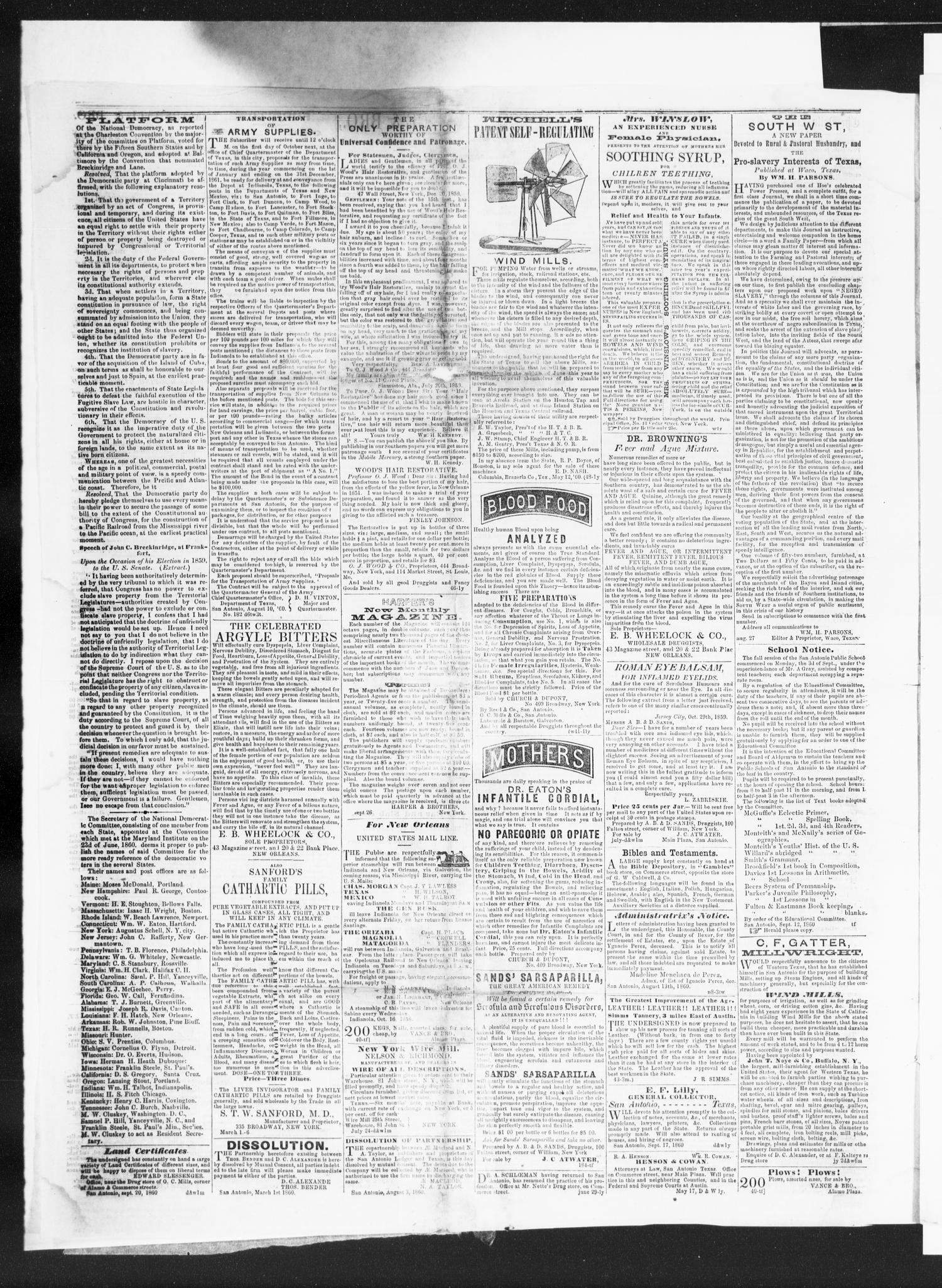 The Daily Ledger and Texan (San Antonio, Tex.), Vol. 1, No. 312, Ed. 1, Monday, October 8, 1860
                                                
                                                    [Sequence #]: 4 of 4
                                                