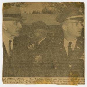 Primary view of object titled '[Newspaper Clipping: At Rayburn Funeral]'.