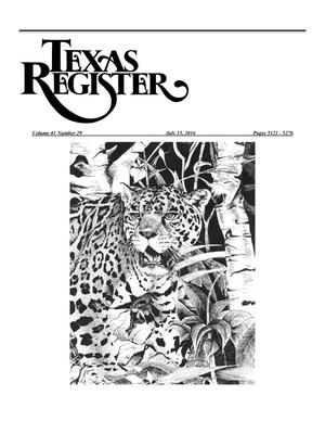 Primary view of object titled 'Texas Register, Volume 41, Number 29, Pages 5121-5276, July 15, 2016'.